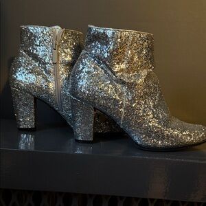 Shimmering Silver Ankle Booties